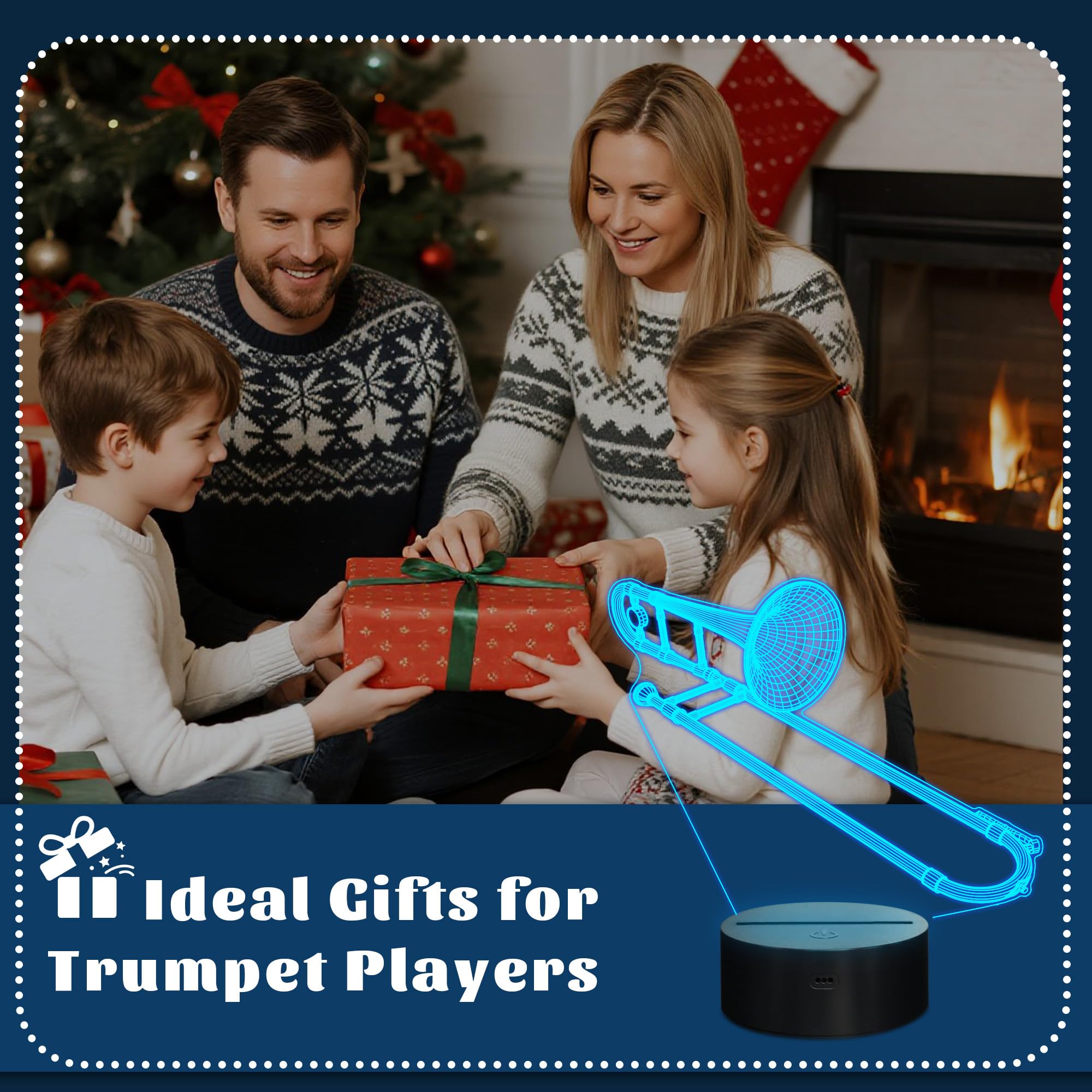 CoolGift Mart Trombone Night Light, 3D LED Optical Illusion Lamp with 16 Colors and Remote Controller, Gifts for Trombone Enthusiasts Music Lovers