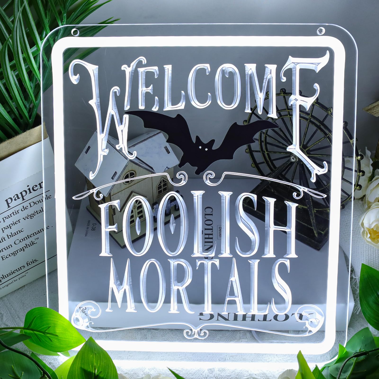 Welcome Foolish Mortals Neon Sign Halloween Led Light for WallDecor