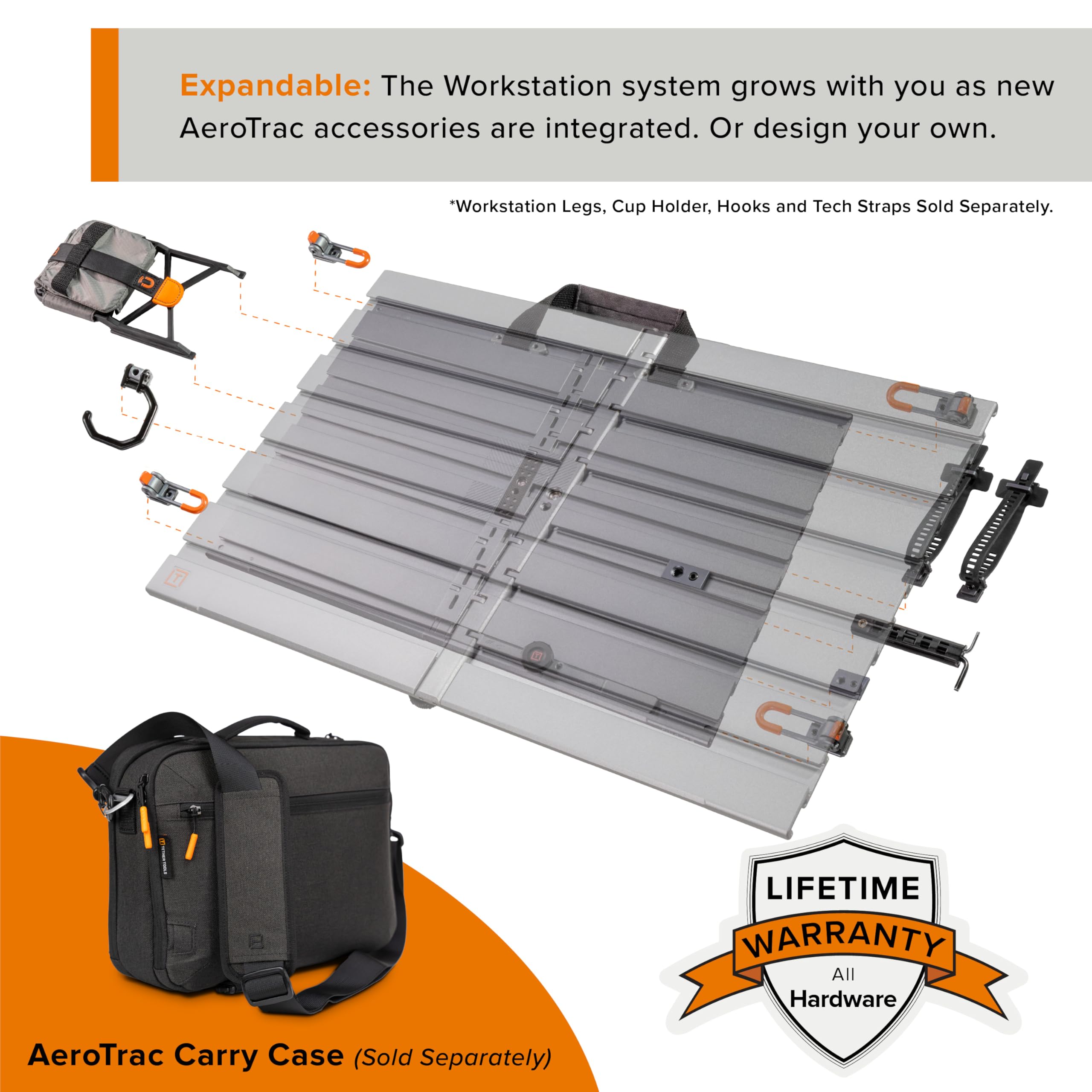 AeroTrac Workstation Systems (piastre, morsetti tecnici (set di 2), maniglie, strumenti e schede di azione (set di 2), 1/4"-20 secondi (set di 2)