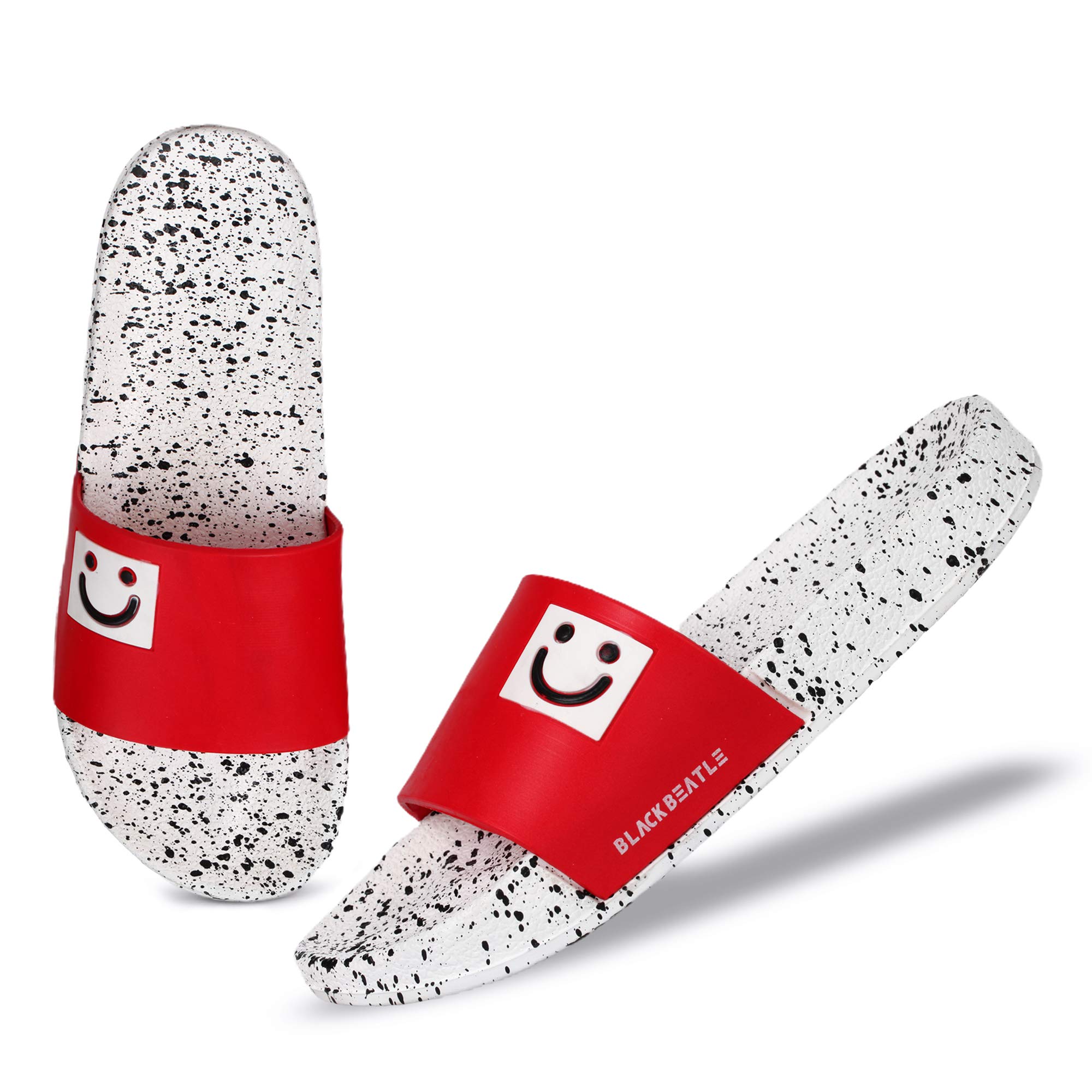 BLACKBEATLE Mens Smiley Dotted Flip Flops, Red, 44(Euro) (B08HZ9XVYW) Amazon Price History, Amazon Price Tracker