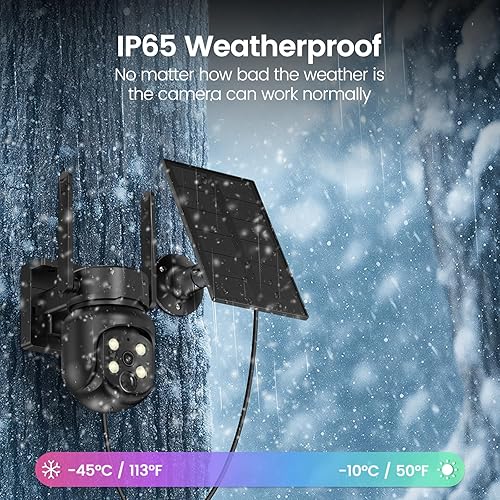 Miniatura 6 de Cámara de seguridad inalámbrica 4G para exteriores con visión de 360, no necesita WiFi, SIM incluida, batería solar y de 9000 mAh, 2K, alertas PIR,