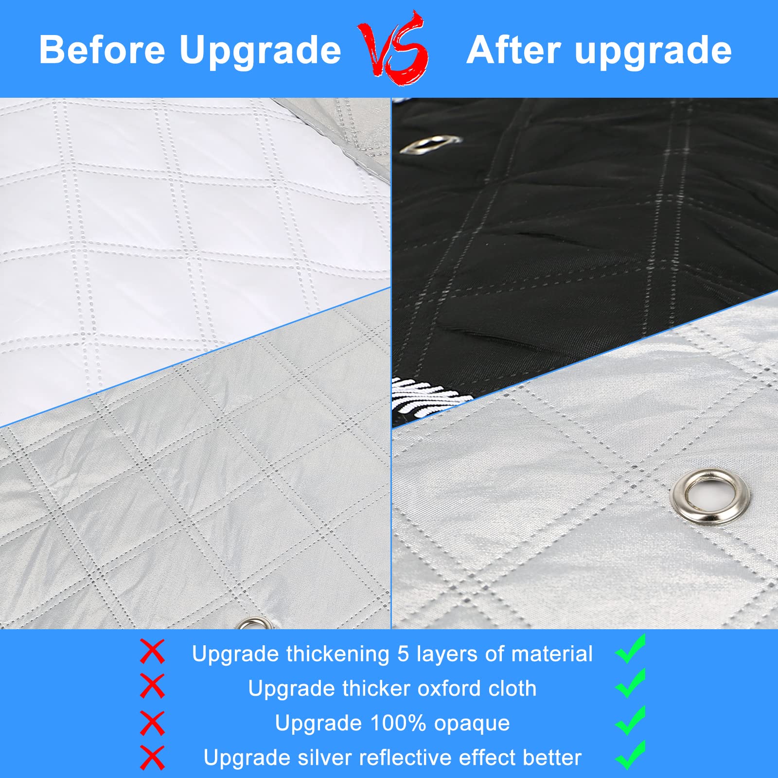 Pare-Soleil pour Pare-Brise Remplacement pour VW T4 SWB, Lot de 8 Réversibles Pare-Soleil Thermiques Internes avec Sac de Rangement, Ensemble de Vitres Avant, 100% Occlusion