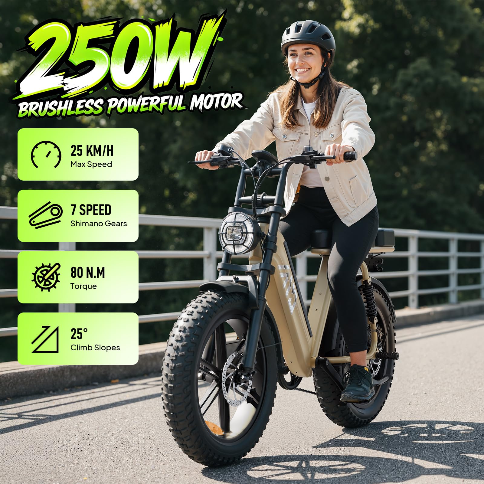 TST Bicicleta Eléctrica 20" Neumáticos Anchos E-Bike con Batería Extraíble 48V 15AH, Motor 250W, Autonomía 60km, Cuadro Paso Bajo, Suspensión, Pantalla LCD - Ideal Adultos Desplazamientos y Off-Road