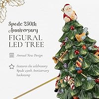 Vista 7 de Spode Árbol de Navidad Decoración Figural de 12" - Luz LED Operada por Batería, Figura Decorativa de Vacaciones, Decoración Navideña de Cerámica