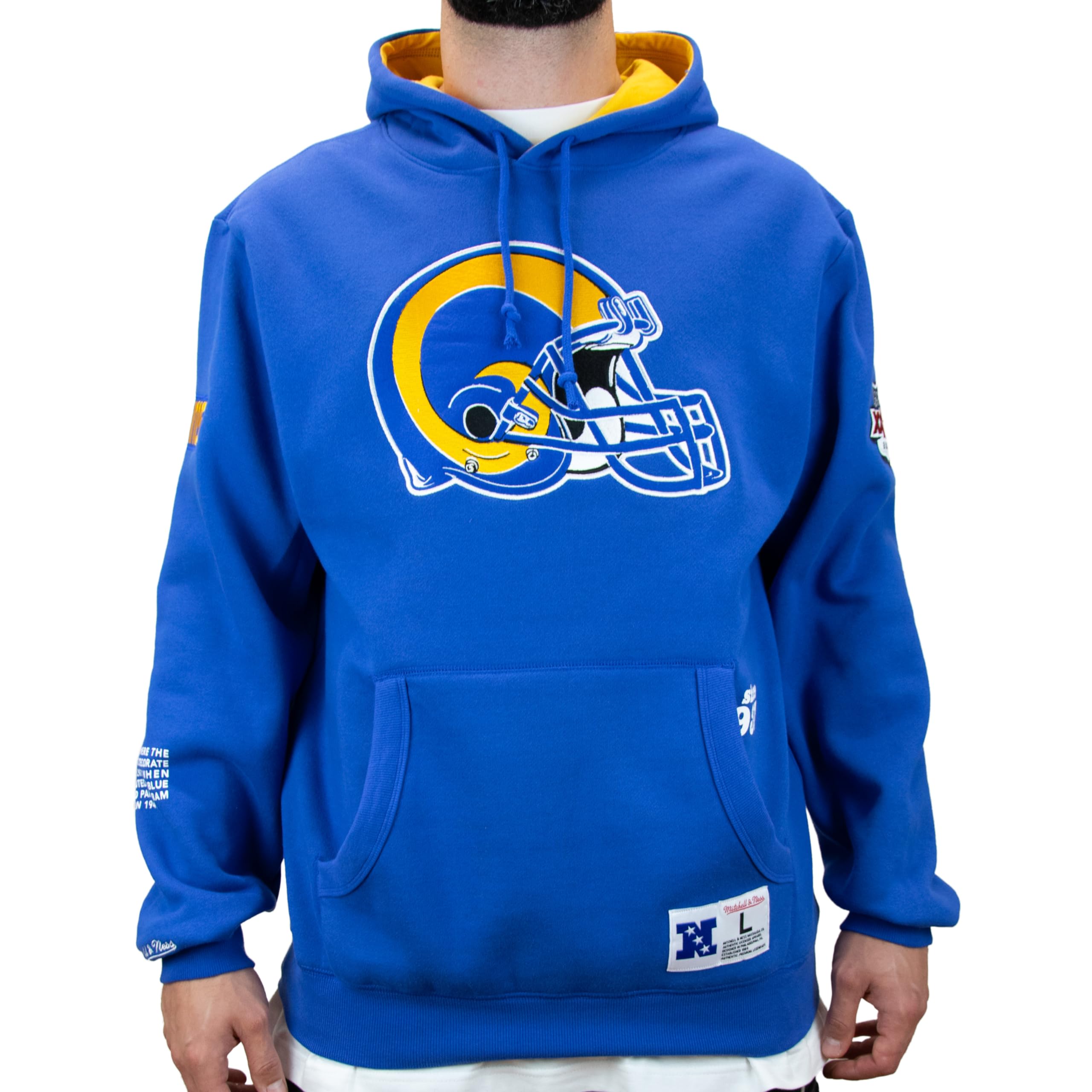 Felpa Con Cappuccio Mitchell & Ness NFL – Los Angeles Rams, Collezione Origins, Taglia L, Pile Pesante - 5