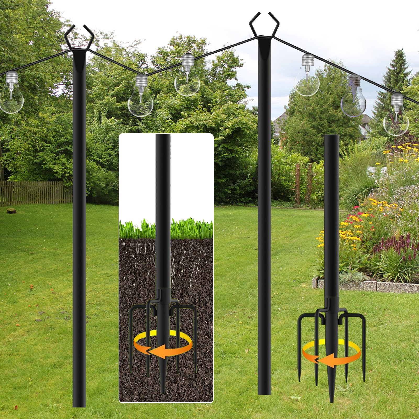 Lot de 2 guirlandes lumineuses en métal 10 pieds pour extérieur terrasse jardin