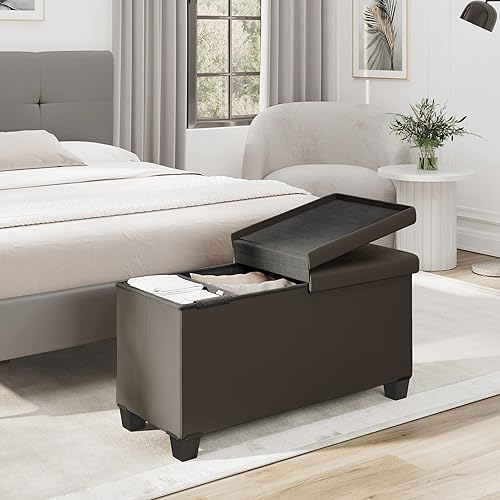 Miniatura 18 de Nestl Banco otomano de almacenamiento con contenedores de almacenamiento, banco de 30 pulgadas para dormitorio o sala de estar, máximo 660 libras,