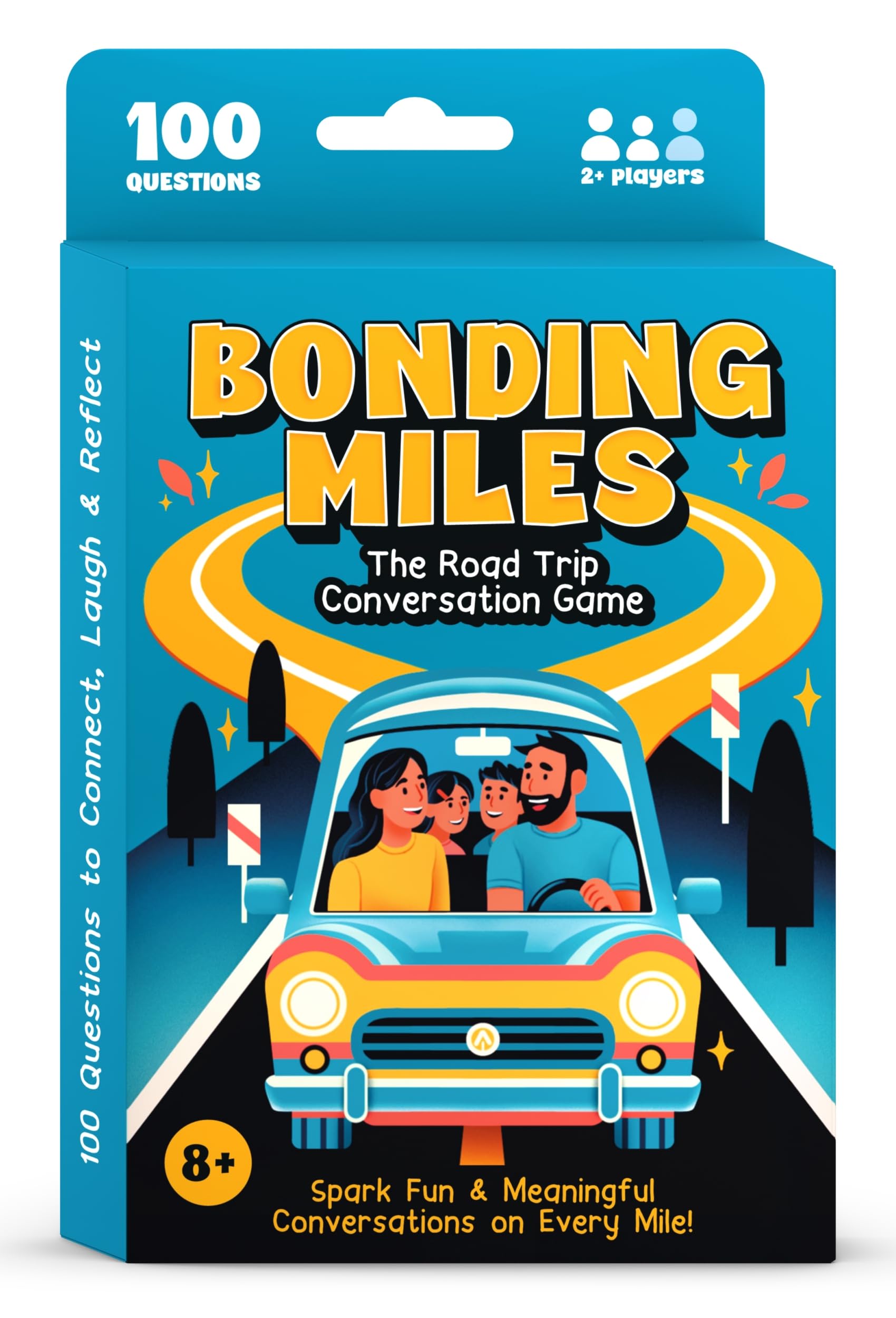 WELL BALANCED Bonding Miles - Juego de cartas de conversación de viaje por carretera para niños, adolescentes y adultos, juego de coche, artículos esenciales de viaje