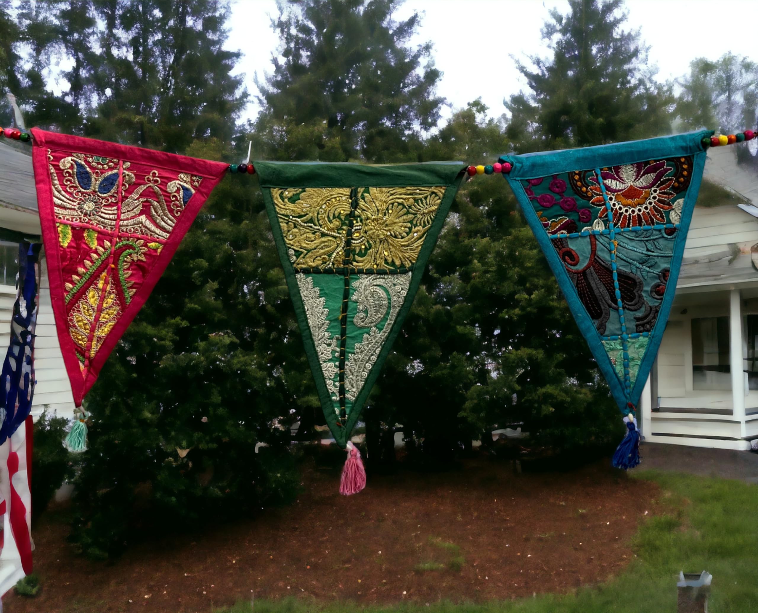 Mango Gifts Hippy Bohemian Flag Bunting Garland Flags Party Banners Decoration Boho Decor 210 cm Length, Multicolour - Image 2