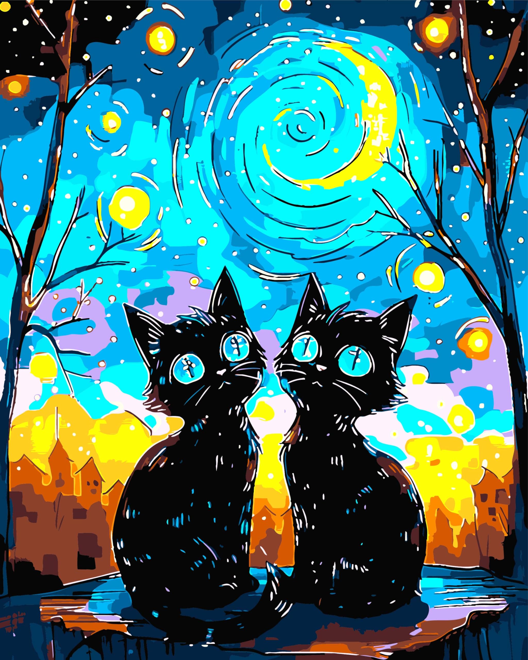 jieyisier Malen Nach Zahlen Erwachsene Katzen,DIY Mal Nach Zahlen leinwand Tiere, Anfänger Paint by Numbers Kits Malen Nach Zahlen zur Heimdekoration, Kein Rahmen (40x50cm)