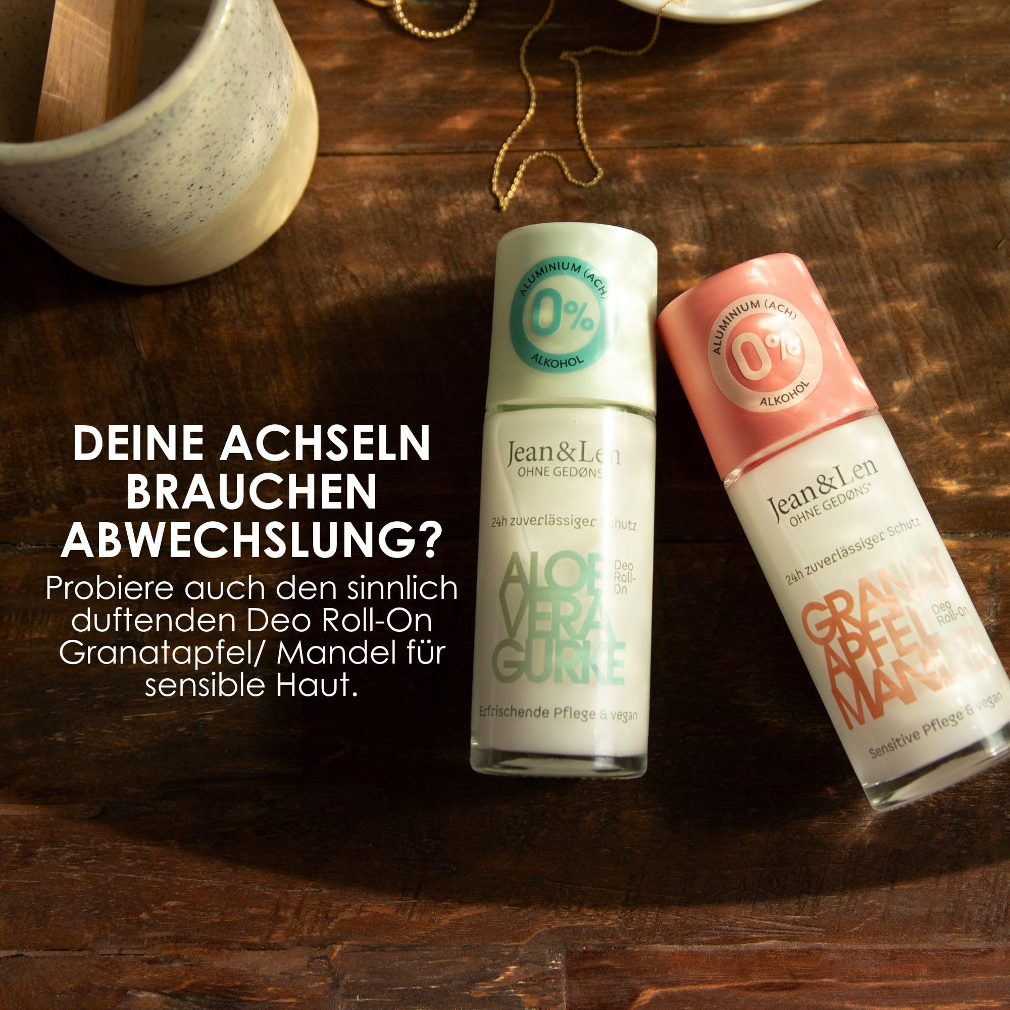 Jean & Len Deo Roll-On Aloe Vera Gurke, langanhaltende Frische, ideal auch  nach der Rasur, praktische Reisegre, Vitamin E, Gurkenextrakt & Aloe Vera,  ohne Aluminiumsalze & Alkohol, vegan, 50 ml : Amazon.de: