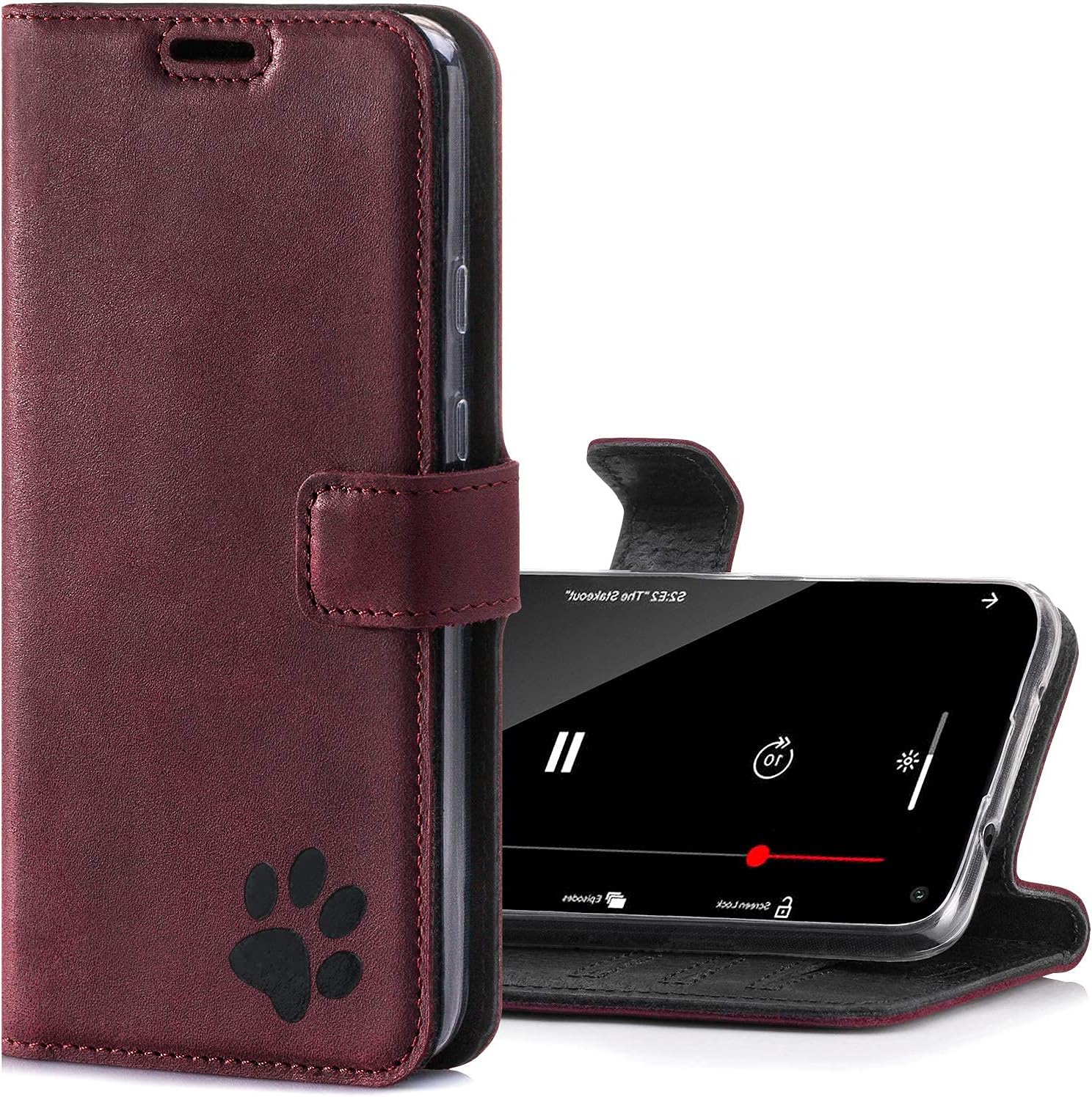 SURAZO iPhone 12 Pro Max Case Wallet Genuine Leather - RFID 3 Card Slots & Cash Pocket - Secure Magnetic Closure Plus Stand Function Only for iPhone 12 Pro Max Screen Protector