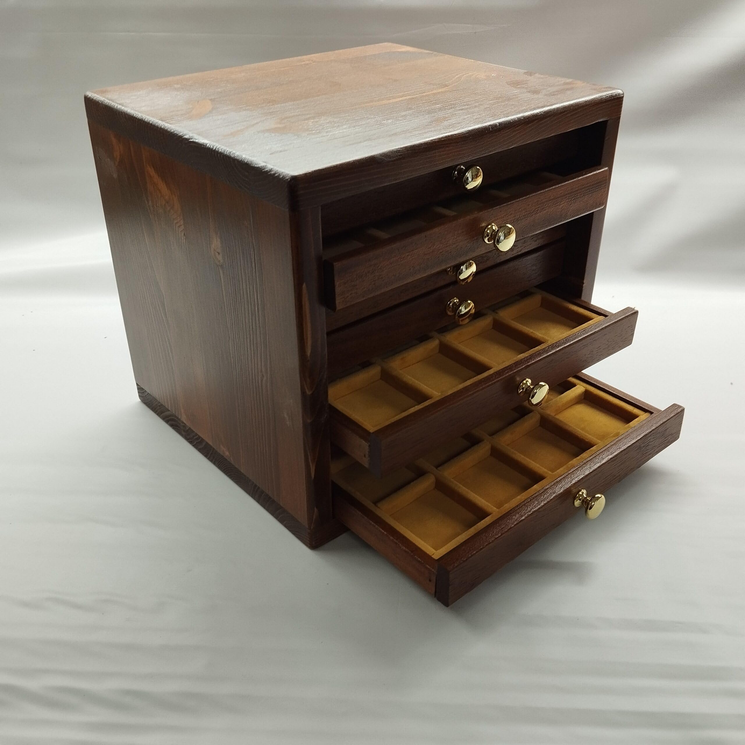 Monetario de Madera con 7 cajones y Terciopelo para Monedas y medallas, Hecho a Mano, numerado y Certificado, Personalizable