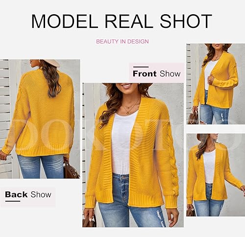 Miniatura 3 de Dokotoo Cárdigan de punto grueso de manga larga con frente abierto para mujer, abrigo suelto