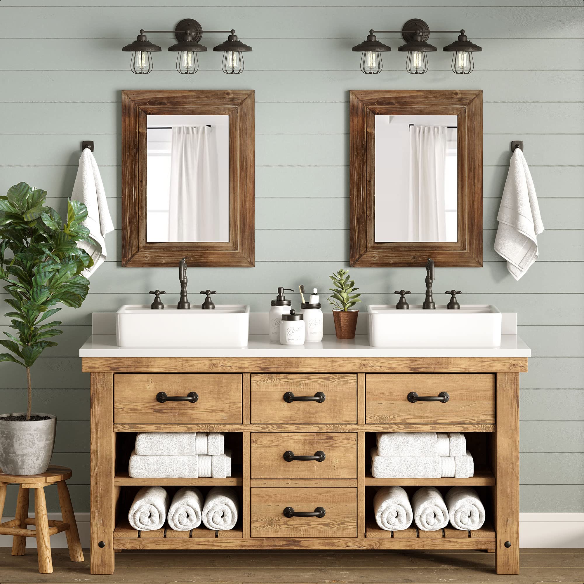 Barnyard Designs 24x32 Dark Wood Farmhouse Wall Mirror, Wooden Large