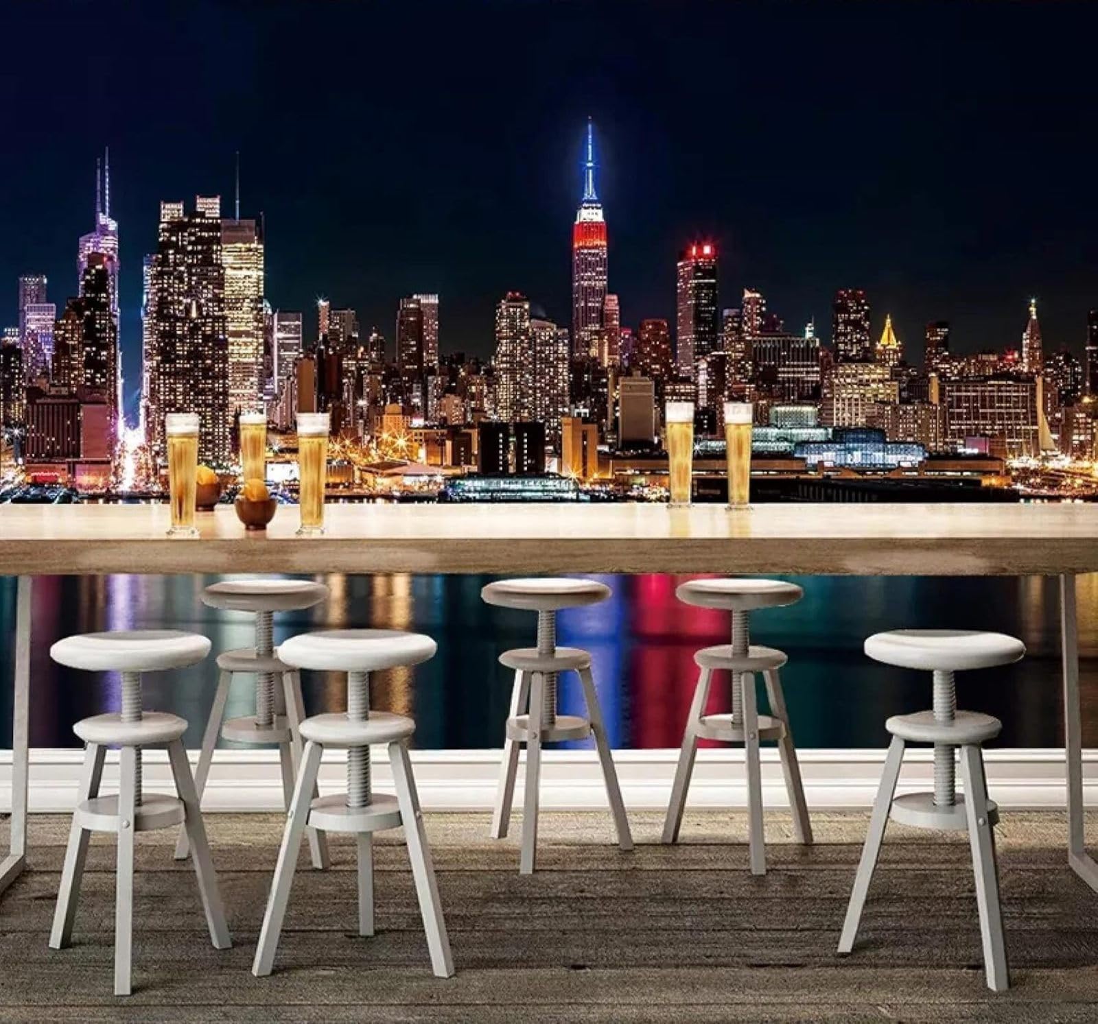 XLMING Three Dimensional Beautiful City Architecture River Night View 3D Wallpaper Luxury Home Dining Decor Paste Sofa Living Room The Wall for Bedroom Mural-250cm×170cm