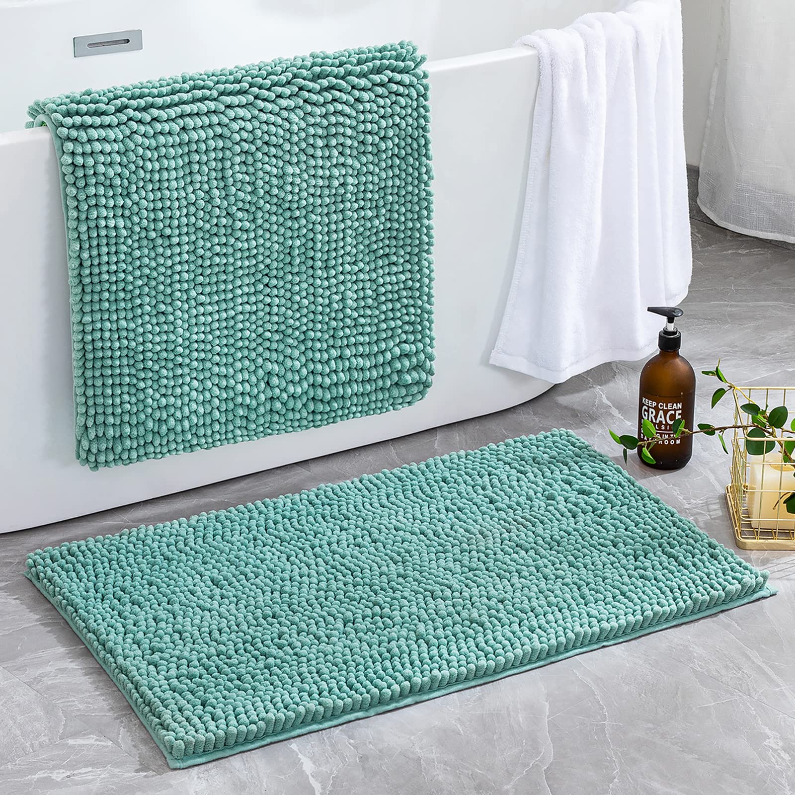 Luxus Chenille Badteppich – Extra Weich, Saugfähig, Rutschfest, 106 X 61 Cm, Maschinenwaschbar, Weiß
