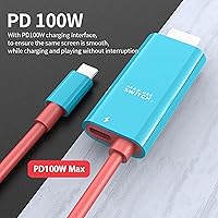 Vista 4 de CORN Cable USB-C a HDMI de 6.6 pies para Nintendo Switch NS/OLED, reemplaza la estación de acoplamiento Switch con puerto PD de 100 W