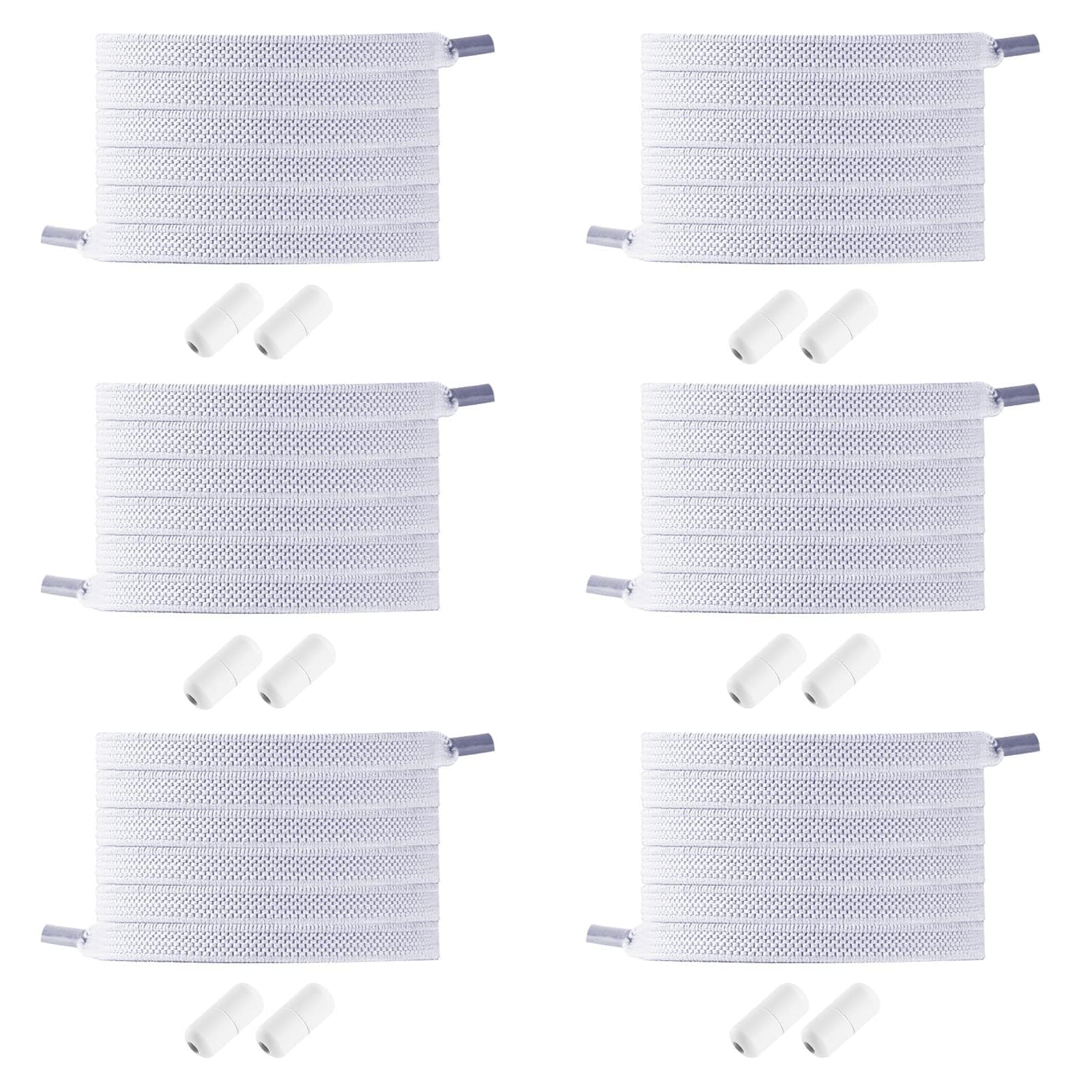 tewiaii6 Pairs No Tie Elastic Shoe Lace Elastic Tieless Shoelace, Casual Sports Shoelace Buckle, One Size Fits All Adult and Kids