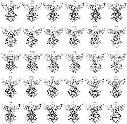 Miniatura 1 de AUEAR, Colgantes de plata antigua con dijes de ángel para hacer joyas de bricolaje, collar y pulsera