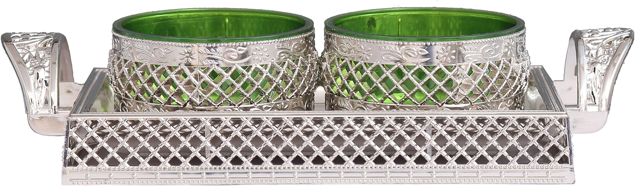 Selvel Air Lock 10x6 inch Unique Decorative Serving Tray & 2 Bowls with Lid, Nut Serving Tray with lid- Unique Thanksgiving/Christmas gift item 2017, New Home/ Housewarming, Indian Wedding [Green]