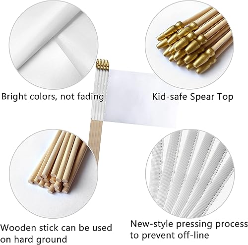 Miniatura 3 de TSMD Paquete de 16 banderas blancas sólidas en blanco, pequeñas banderas blancas lisas para marcar decoraciones, 5 x 8 pulgadas