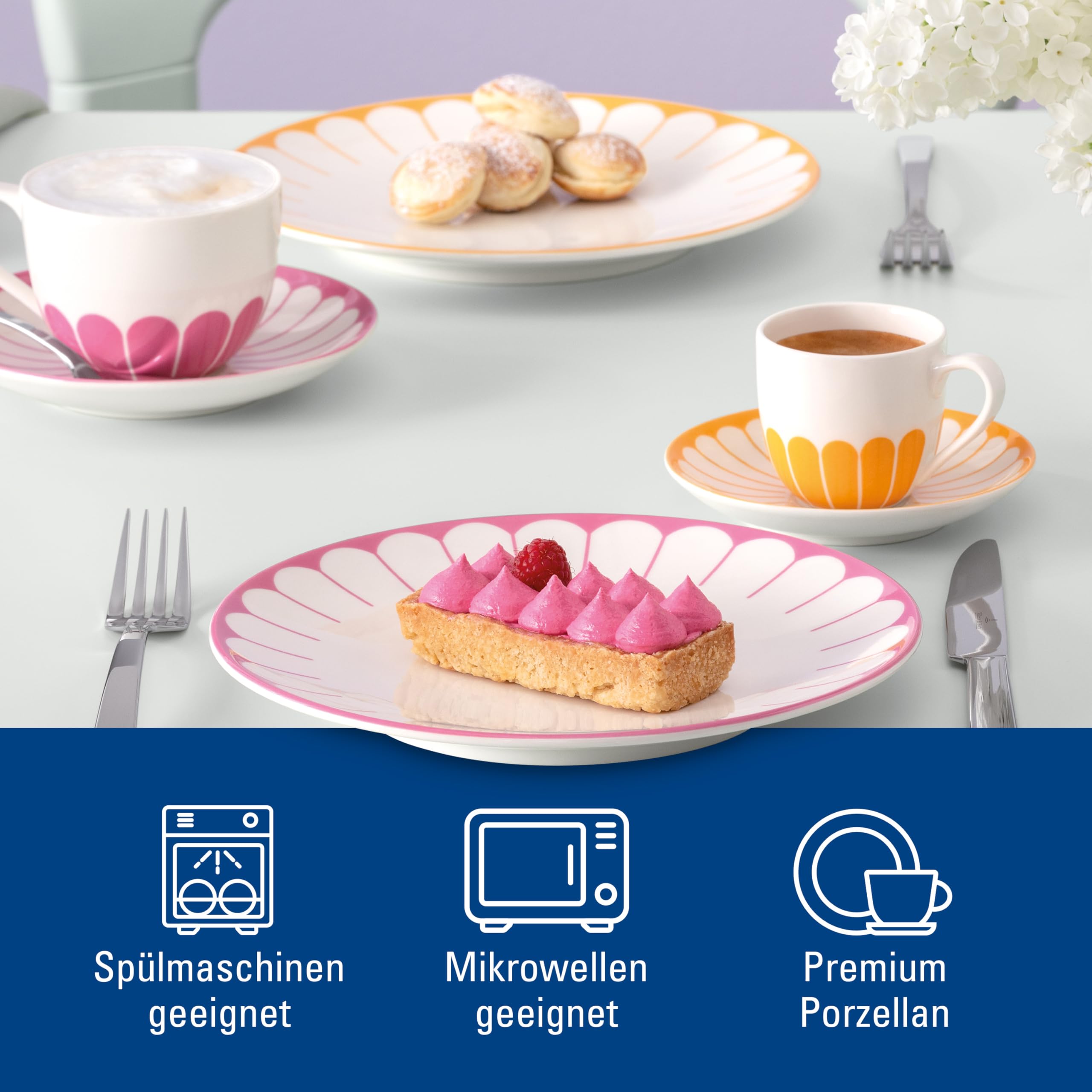 Villeroy & Boch - Fleur cassis Frühstücksteller pink, Spülmaschinenfest, Mikrowellensicher, Dessertteller, Kleiner Teller für Frühstück, Desserts & Snacks, Kuchenteller, Premium Porzellan