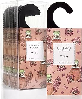 ROSE COTTAGE Large 12 Packs Tulips Hanging Closet Deodorizer Air Freshener Long Lasting Scented Sachets Smell Goods for House