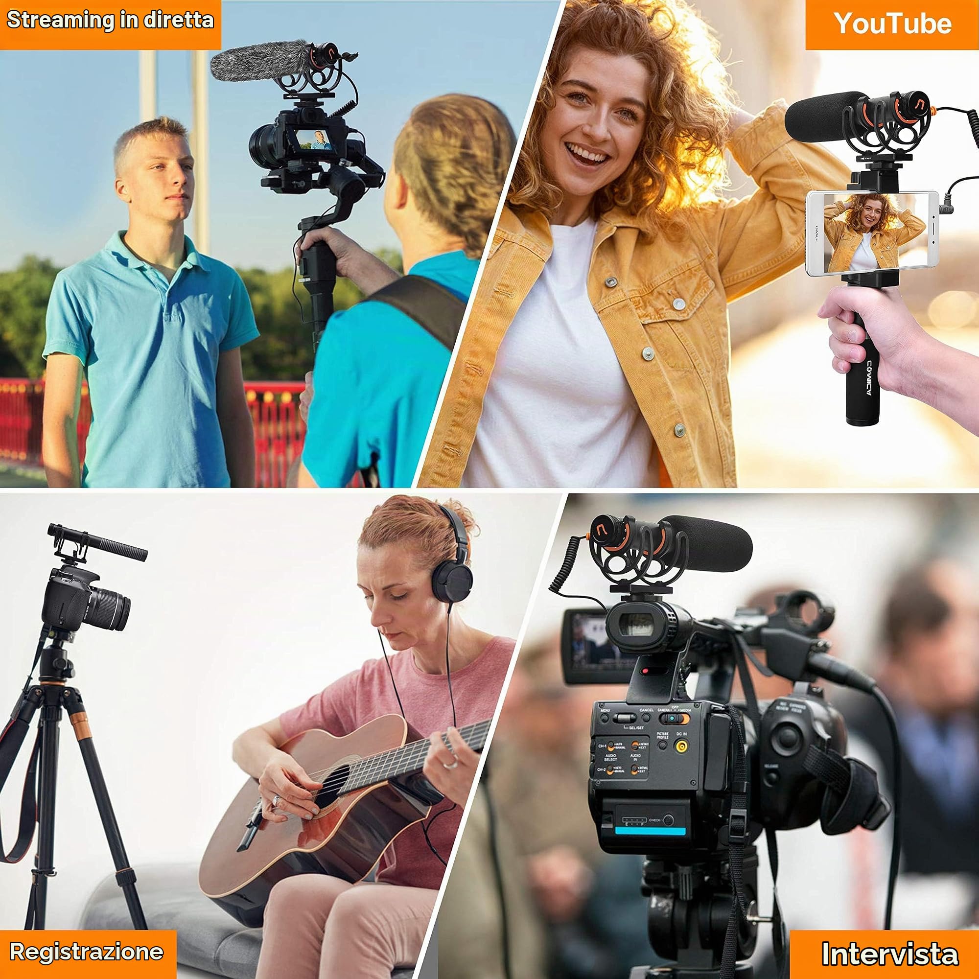 COMICA VM20 Microfono a Fucile con Display OLED Power, Microfono Video Direzionale Super Cardioide per DSLR Canon Nikon Sony e Smartphone (Interfaccia da 3,5 mm)