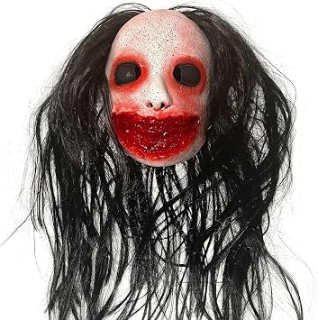 Creepy Halloween Mask with Hair for Adults, Scary Devil Female Ghost Natural Latex Breathable Realistic Halloween, Cosplay Party, Horror Challenge Games, Beige