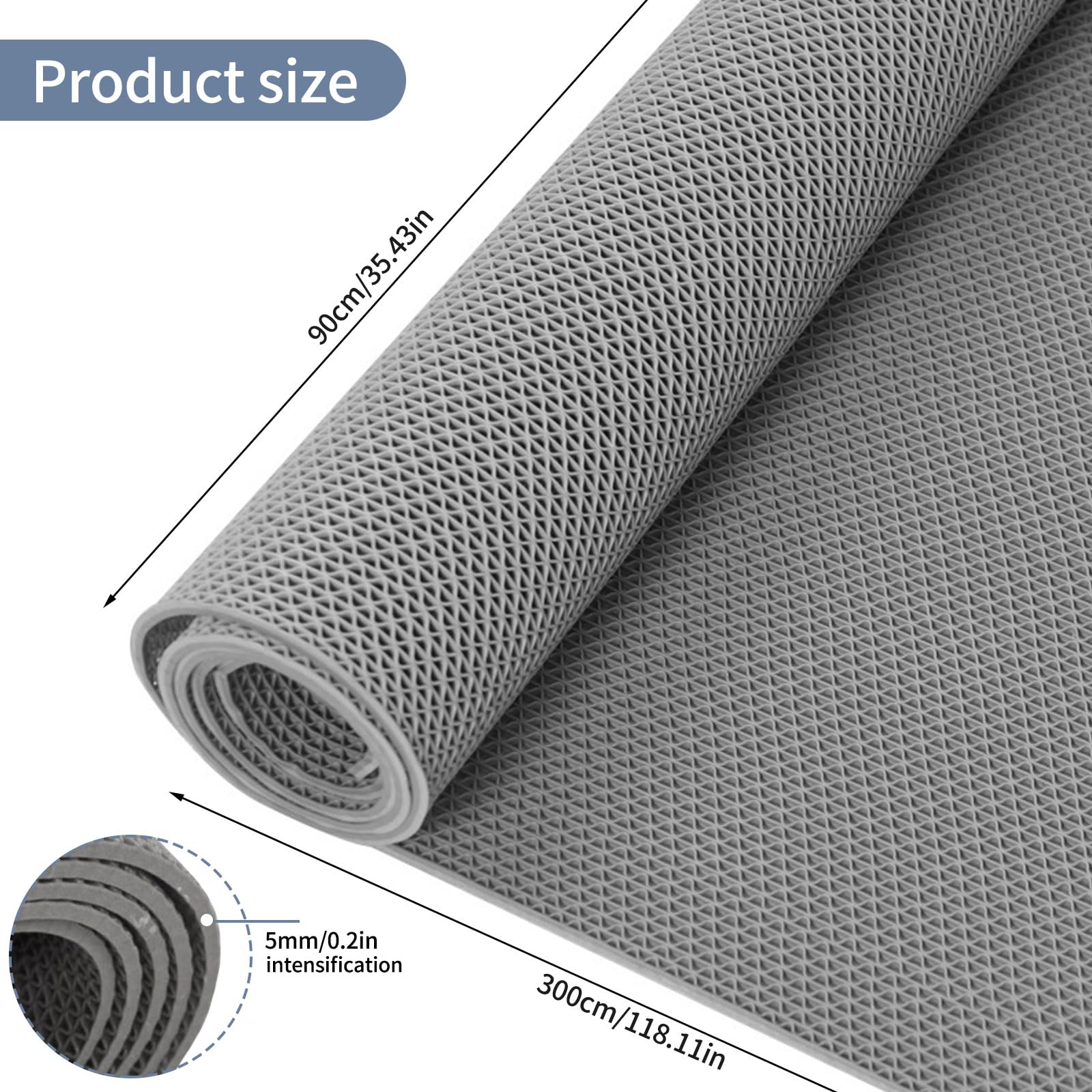 Tappetino Per Drenaggio, 90 X 300 Cm, Antiscivolo, Per Piscina, Bagno, 5,5 Mm Di Spessore, In Rete Di PVC, Per Ambienti Umidi, Cucina, Piscina, Lavanderia, Ristorante, Garage, Grigio - 8