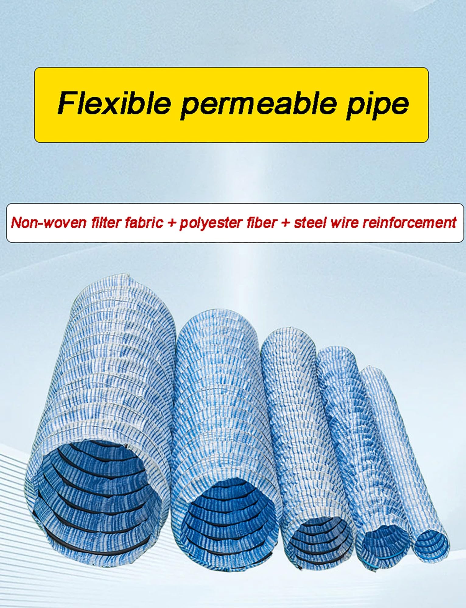 Tuyau de Drainage français, Tuyau de vidange avec Filtre Non tissé 50-200 mm 1-20 mètres(100mm,10m)