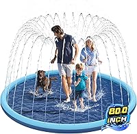 80" Extra Large Non-Slip Splash Pad for Kids & Dogs - Inflatable Sprinkler Pool, Thick Water Slide Mat for Backyard Fun Ages 3-12 (Blue)