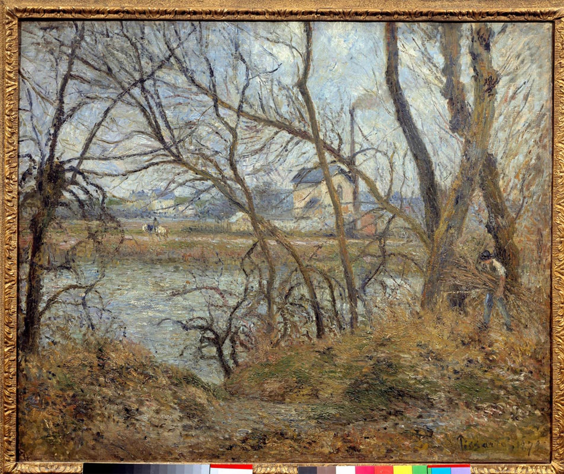 ARTXLXXBN Famous Painting Art Wall Decor Abstract Art Picture Banks of the Oise Near Pontoise Grey Weather Painting by Camille Jacob Pissarro Animal Pictures for Home Decor 60x90cm
