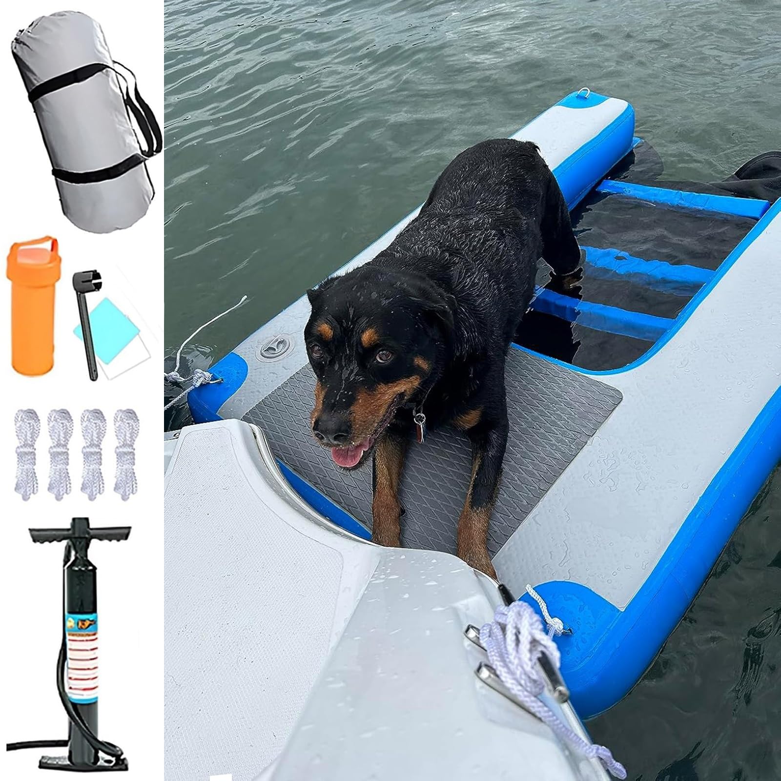 Rampe pour bateaux pour animaux et grande plateforme de baignade gonflable