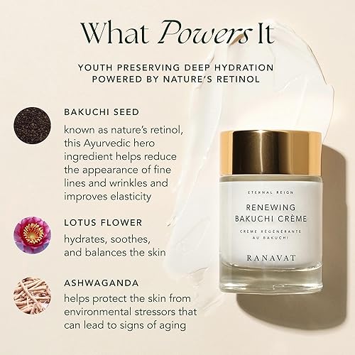 Miniatura 6 de RANAVAT - Crema facial renovadora Bakuchi, hidratante facial diario con hidratación de 12 horas para aumentar la función de barrera de la piel,