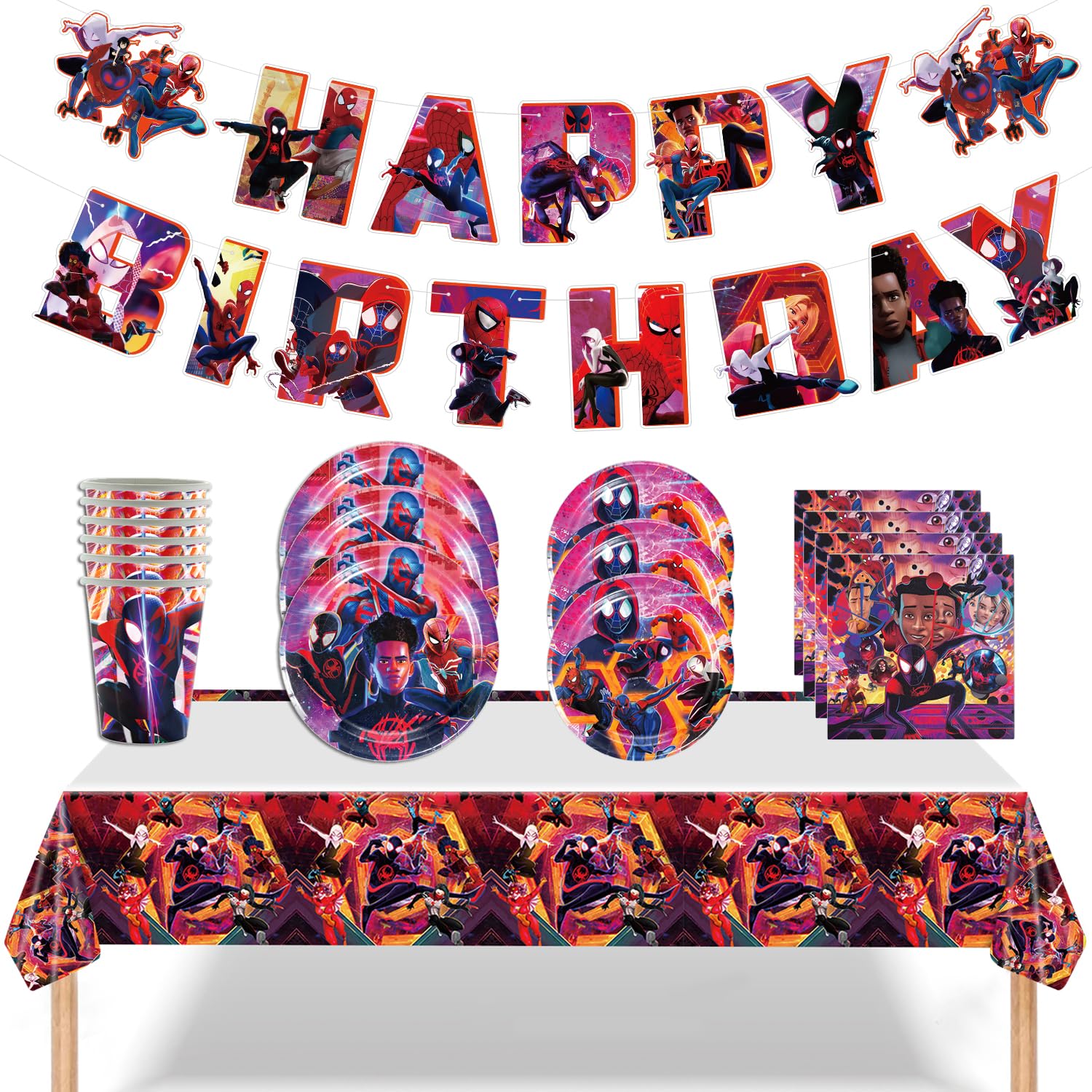 Spider Miles Morales Birthday Party Supplies, Miles Morales Party