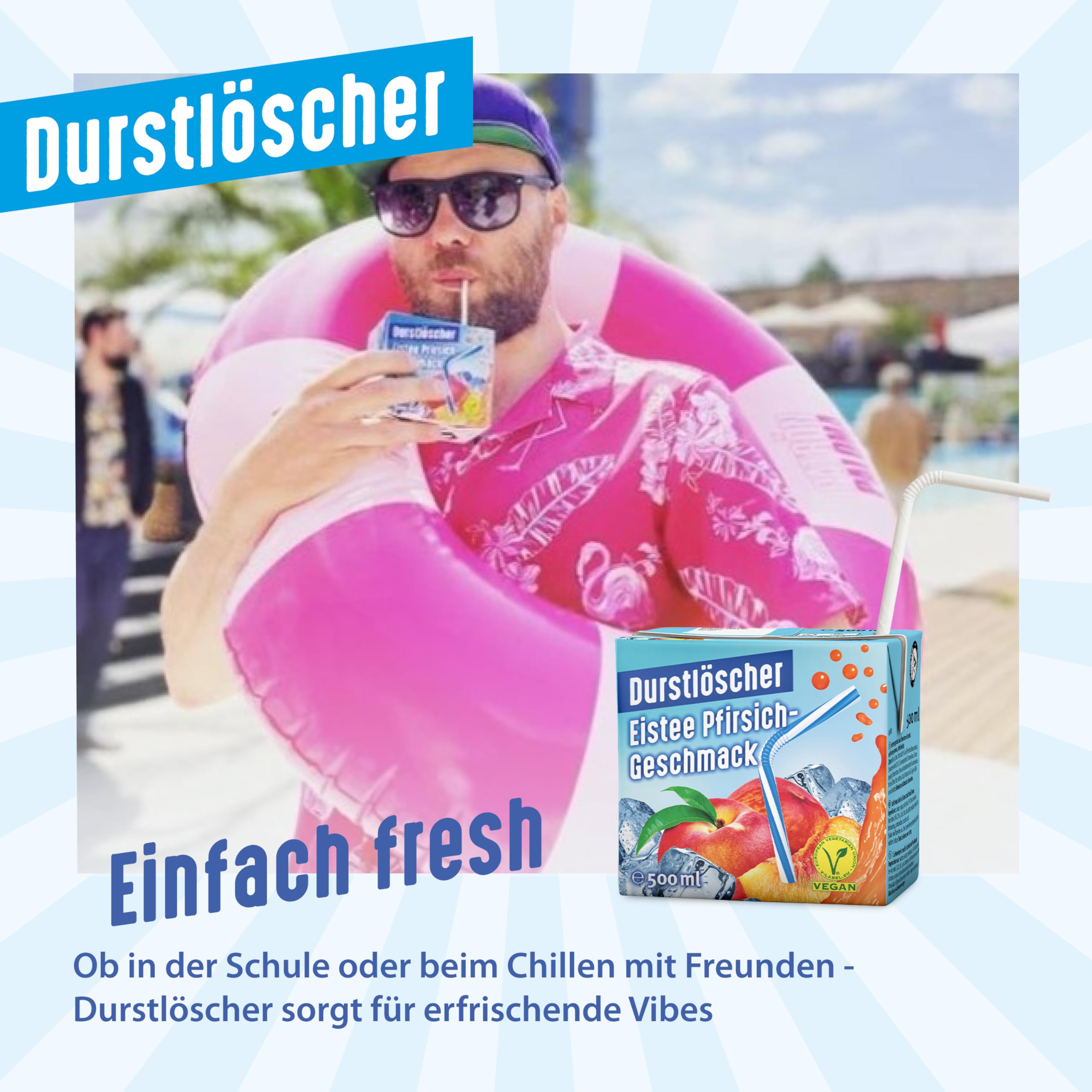 Durstlöscher Eistee Pfirsich: Erfrischungsgetränk mit Tee-Extrakt & Pfirsichgeschmack, Pfandfreies Trinkpäckchen, Vegan, Ohne Kohlensäure, Fruchtig, Ideal Für Unterwegs & Zuhause, 48 x 500 ml