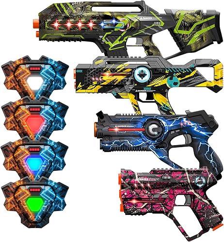 Miniatura 2 de Juego de 4 etiquetas Lazer con pistola y chaleco ideales de regalo para niños a partir de 8 años juguetes geniales para jugar al aire libre para