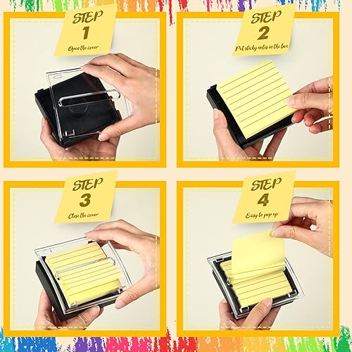 Miniatura 4 de Thenshop 10 blocs de notas adhesivas emergentes con 1 paquete de dispensador de notas desplegable, soporte de notas, base negra, parte superior