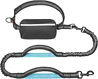Vista 15 de iYoShop Correa de perro manos libres con bolsa con cremallera, asas acolchadas dobles y bungee duradero para caminar, trotar y correr con tu perro