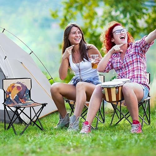 Miniatura 6 de Sillas de campamento portátiles de dibujos animados con estilo de pájaro de buitre rey patriótico azul y rojo para adultos, silla de campamento