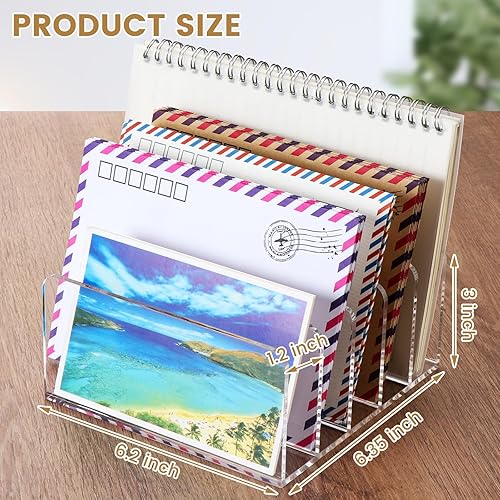 Miniatura 2 de Organizador de correo para encimera, elegante soporte de acrílico con 5 compartimentos, soporte de almacenamiento de archivos de escritorio pequeño