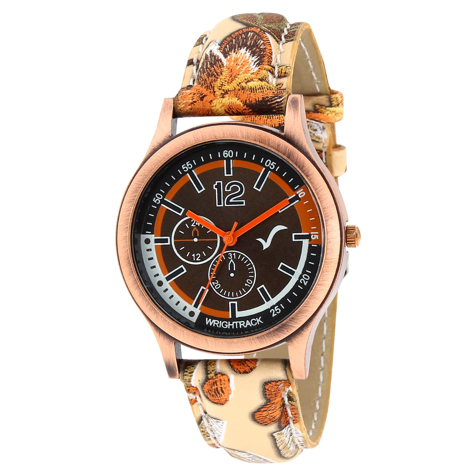 WRIGHTRACK Leather Strap Analogue Womens Watch (Brown Dial Brown Colored Strap) (Printed- Brown) (B07MBXNS81) Amazon Price History, Amazon Price Tracker