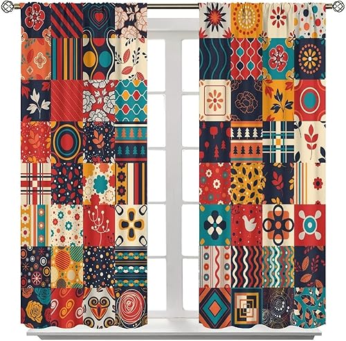 Miniatura 8 de Cortinas bohemias, hermosos patrones retro de celosía, estilo bohemio, retro, para dormitorio, sala de estar, decoración de bolsillo para barra,