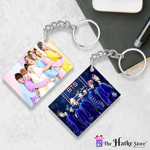 THE HATKE STORE Premium (Pack of 4) Bts Printed Keychain For Bike