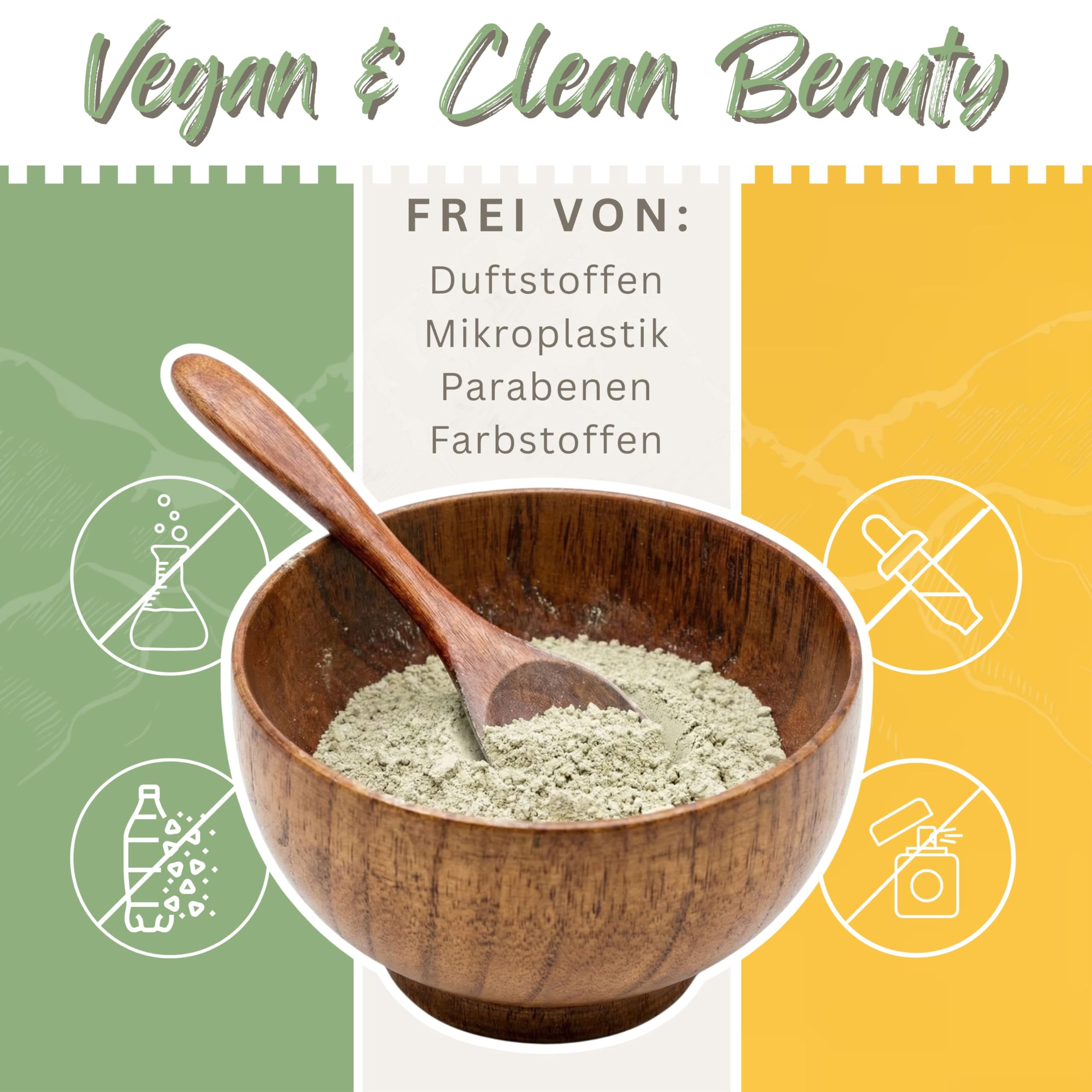 Heilerde Maskenset gegen Pickel & Unreinheiten – DIY Gesichtsmaske Set mit Schale & Pinsel – Grüne Tonerde Österreich – Naturkosmetik Tiefenreinigung – Vegan Clean Beauty