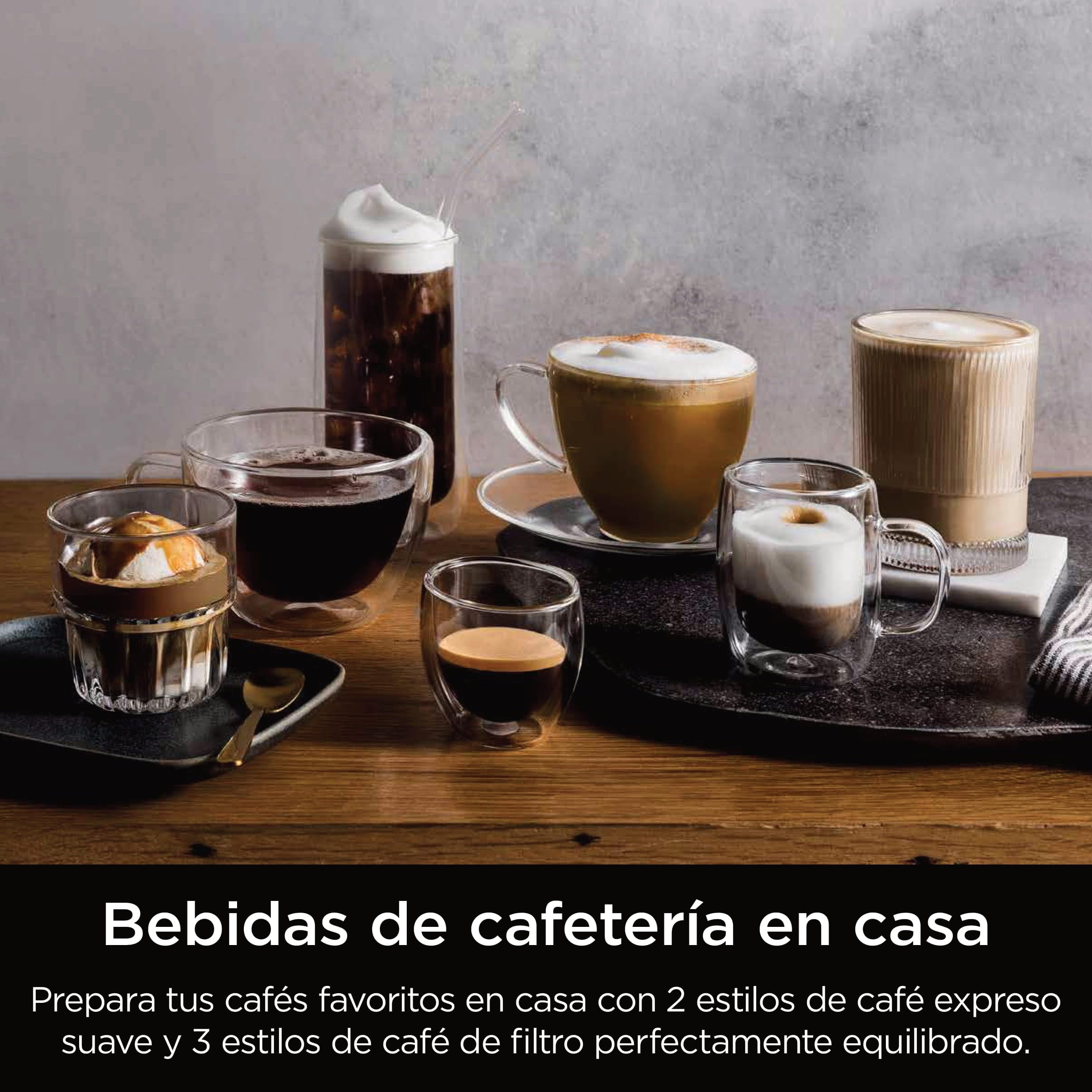 Ninja Luxe Essential Cafetera 2 en 1 para latte, cappuccino y espresso con molinillo y espumador de leche integrados, fácil de usar y 2 preajustes automáticos de espuma, plata, ES501EU — view 8