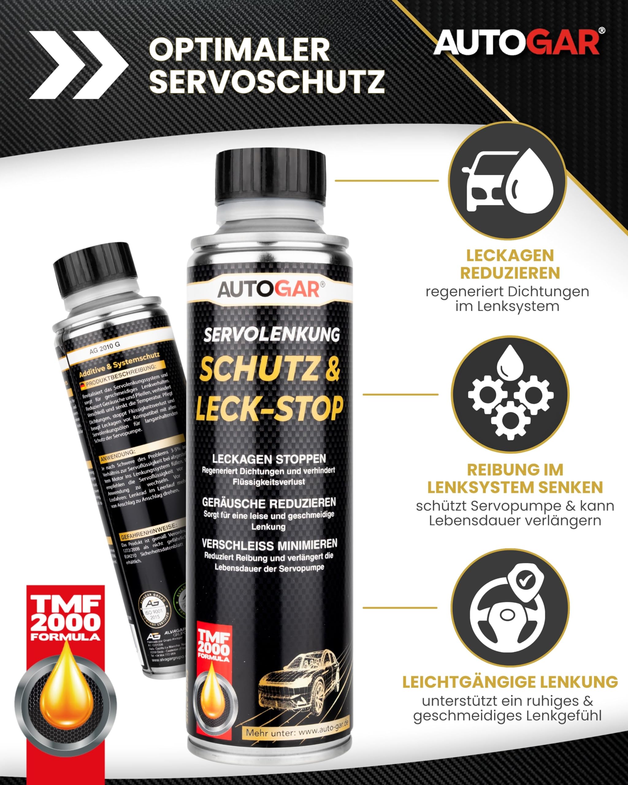 Servolenkung Schutz & Leck-Stop 250 ml I Additiv gegen Ölverlust & Lenkgeräusche I Dichtet Leckagen, schützt die Servopumpe & sorgt für sanftes Lenkverhalten