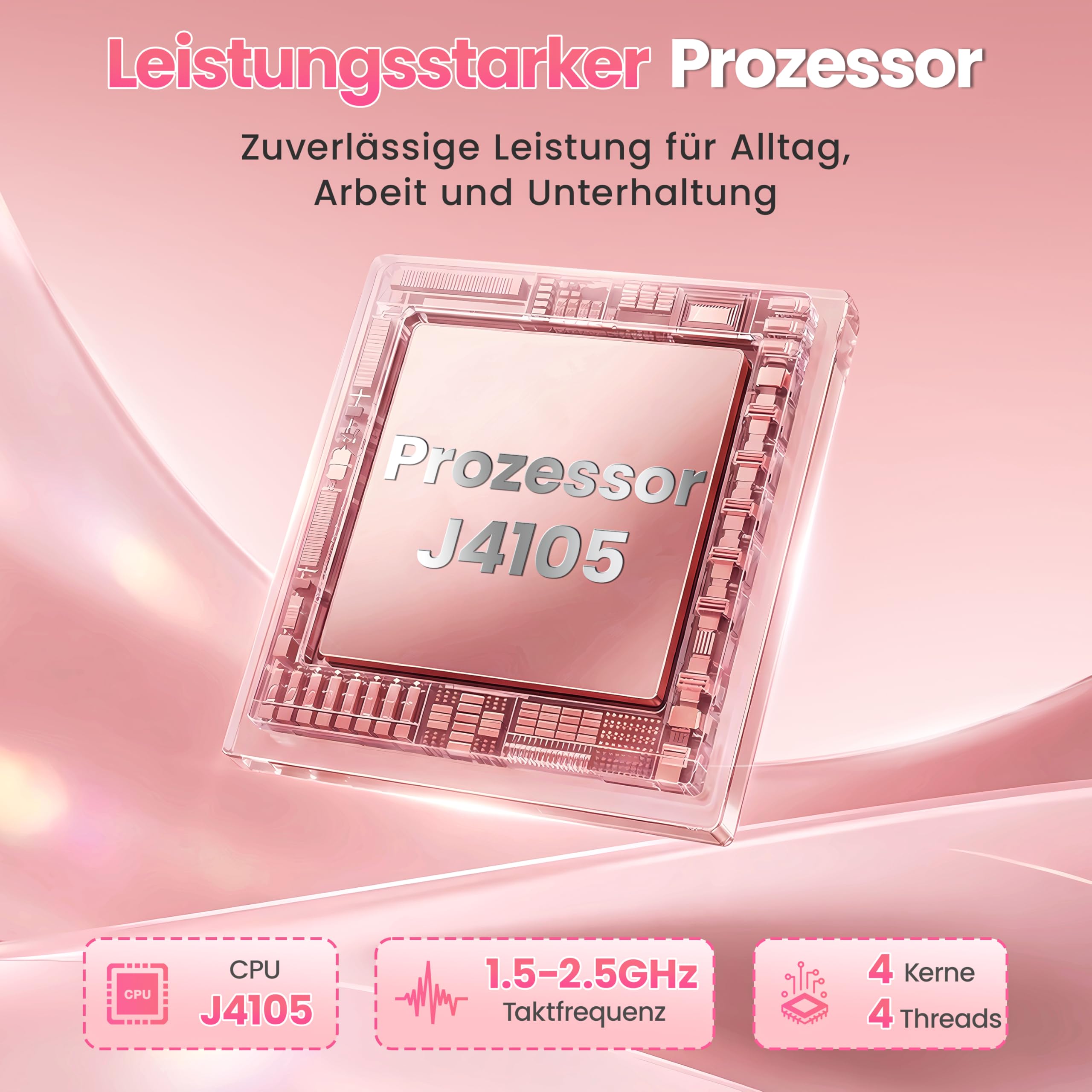 14 Zoll Laptop, 8GB RAM, 128GB SSD, Celeron J4105 bis zu 2,5 GHz | FHD Display, Webcam, WiFi, USB 3.0 x2, Mini-HDMI, ultradünnes Notebook für Anfänger und Studenten, inkl. DE Tastaturabdeckung